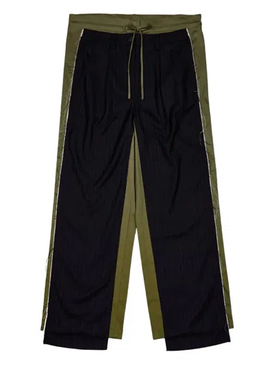 Open Yy Panelled Trousers In Green