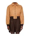 Open Yy Tan Paper Like Crop Bomber Jacket In Brown