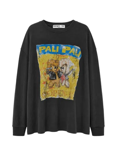 Open Yy Pet Club Graphic-print T-shirt In Black