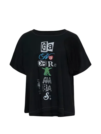 Open Yy Phonetic Tee Graphic-print Scoop-neck T-shirt In Black