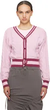 Open Yy Pink Heart & Cable Cardigan In Pink