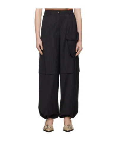 Open Yy Pinstripe Trousers In Blue
