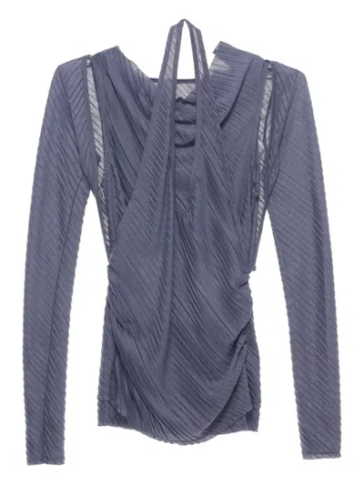 Open Yy Pleated Convertible Bolero Top In Purple