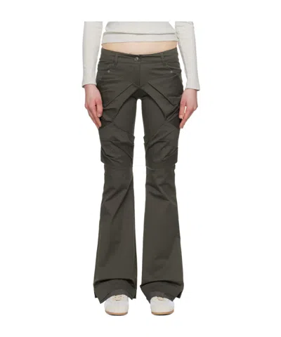 Open Yy Pleated Flared Casual Pants In Gray