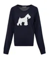 Open Yy Puppy Pattern Knitted Sweater In Blue