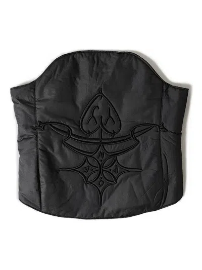 Open Yy Quilted Embroidered Top In Black