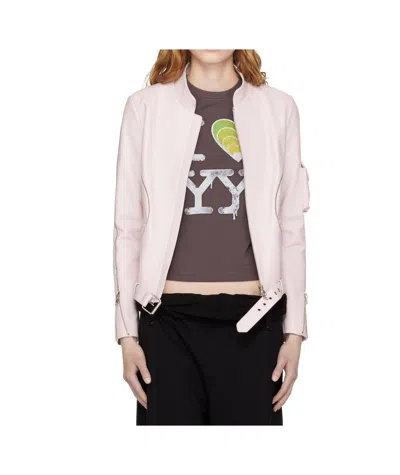 Open Yy Radius Leather Jacket In Pink