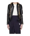 Open Yy Radius Motor Stand-up Collar Leather Jacket In Black