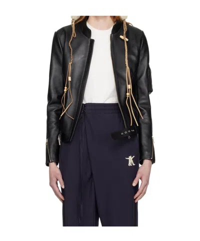 OPEN YY RADIUS MOTOR STAND-UP COLLAR LEATHER JACKET