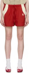 Open Yy Red Yy Color Block Shorts In Red