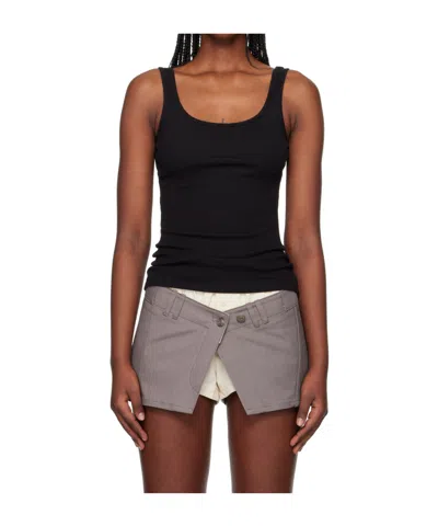 Open Yy Ribbed Vest In Black