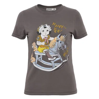 Open Yy Rocking Baby Tee In Brown