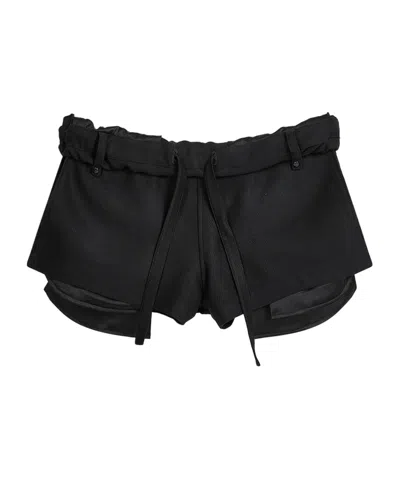 Open Yy Rolled Waist Mini Shorts In Black