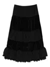Open Yy Rolled Waist Tiered Midi Skirt In Black