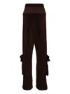Open Yy Rolled-waist Velour Cargo Pants In Brown