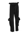 Open Yy Rolled-waist Velvet Overalls In Black