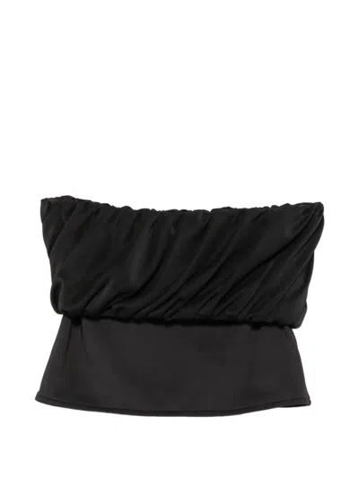 Open Yy Rolled-waist Mini Skirt In Black