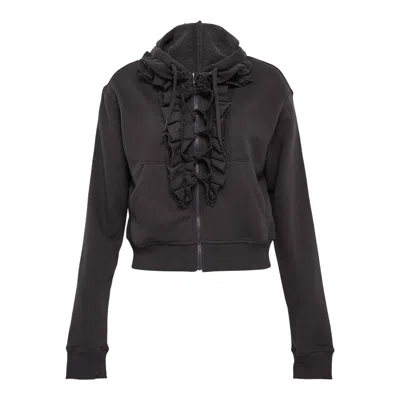 Open Yy Ruffle Hoodie In Gray