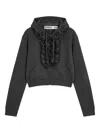 Open Yy Ruffle Zip-up Hoodie In Gray