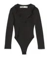 Open Yy Ruffled Bodysuit In Black