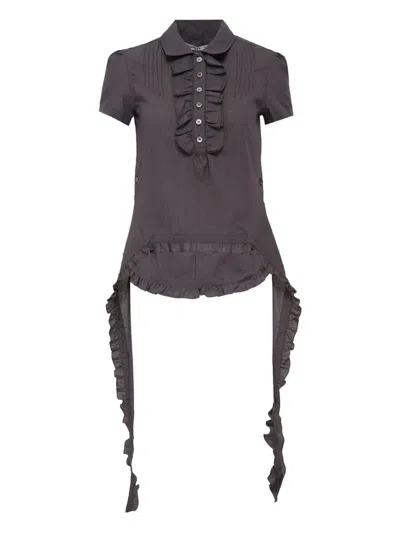 Open Yy Ruffled-detail Blouse In Black