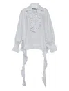 Open Yy Ruffled Lace-up Blouse In White