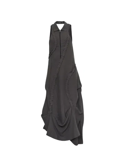 Open Yy Ruffle-trimmed Maxi Dress In Gray