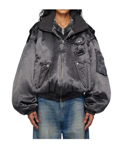 OPEN YY SATIN CARGO BOMBER JACKET