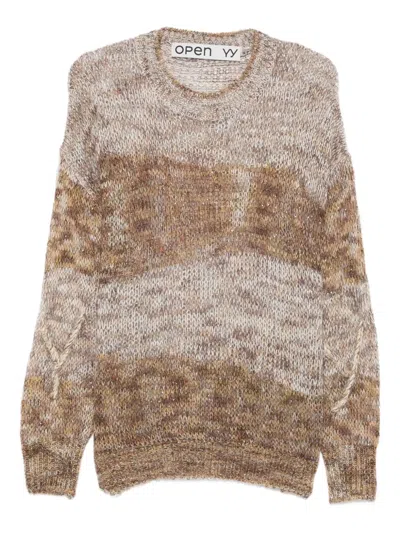 OPEN YY SHIMMER STRIPED SWEATER