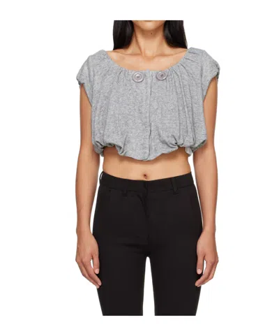 Open Yy Shirred Jersey Vest In Multi