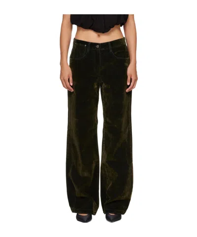 Open Yy Slim-fit Velvet Jeans In Green