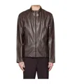 Open Yy Slit Faux Leather Jacket In Brown