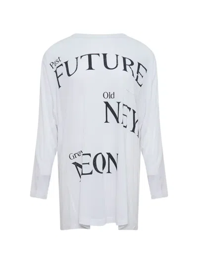 Open Yy Slogan-print Long-sleeve T-shirt In White
