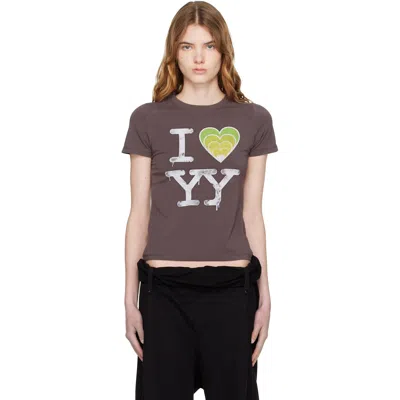Open Yy Ssense Exclusive Brown I Love Yy Baby T-shirt