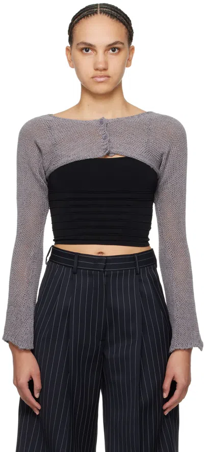 Open Yy Ssense Exclusive Grey Bolero Cardigan In Grey Grey