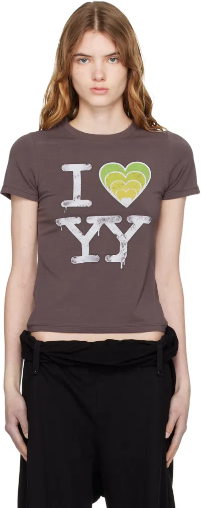 Open Yy Ssense Exclusive White 'i Love Yy' Baby T-shirt In Red