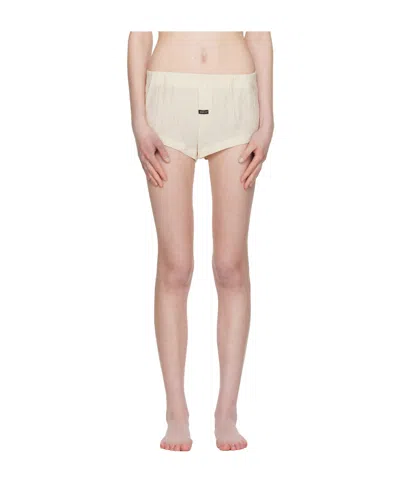 Open Yy Tab Logo-patch Mini Shorts In Yellow