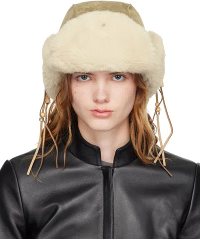 Open Yy Tan Braided Faux-shearling Trapper Hat In White