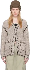Open Yy Taupe Contrast Cardigan In Beige