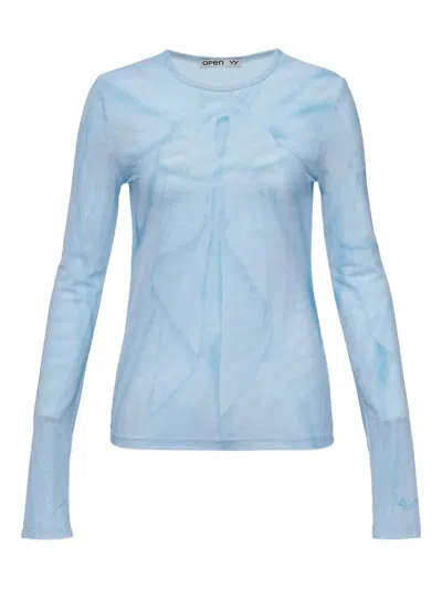 Open Yy Tie-dye Long-sleeved T-shirt In Blue