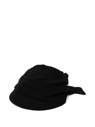 Open Yy Tie-up Cap In Black