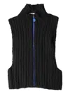 Open Yy Tricot-knit Waistcoat In Black