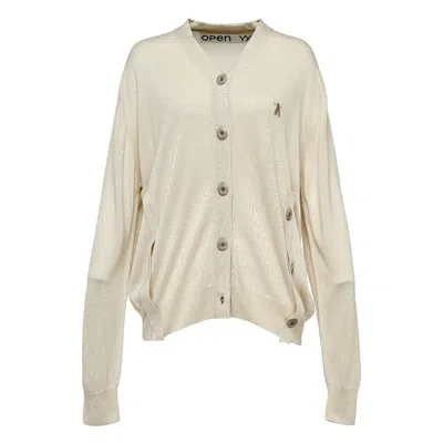 Open Yy Twisted Placket Cardigan In Gray