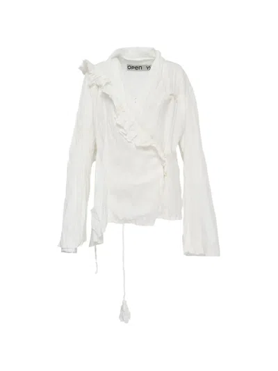 OPEN YY UNBALANCED RUFFLED BLOUSE