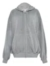 Open Yy Velour Boxy Zip Hoodie In Gray