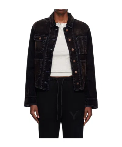 OPEN YY VELVET DENIM TRUCKER JACKET