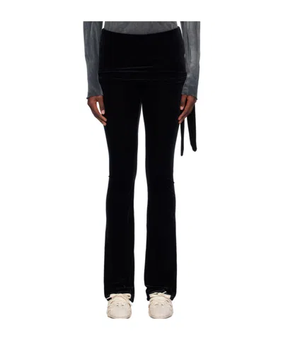 Open Yy Velvet Skirt With Layered Casual Pants In Black