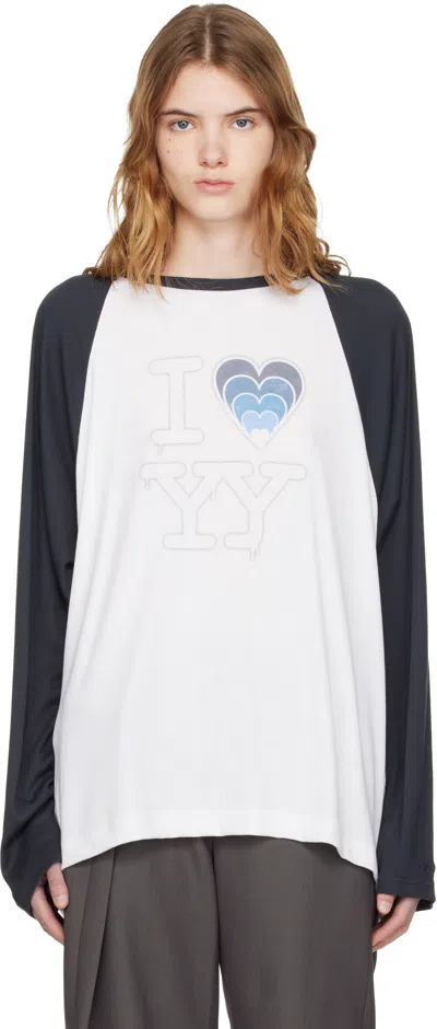 Open Yy White & Blue 'i Love Yy' Raglan T-shirt