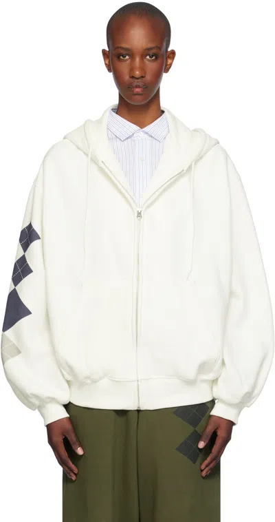 Open Yy White Argyle Box Hoodie