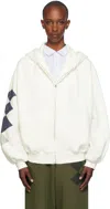 Open Yy White Argyle Box Hoodie In White